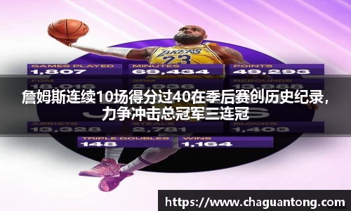 詹姆斯连续10场得分过40在季后赛创历史纪录，力争冲击总冠军三连冠